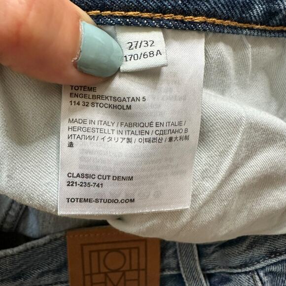 TOTEME Classic Cut Denim Medium Wash Ankle Frayed Denim Jeans Women's Size 27 - Picture 9 of 11